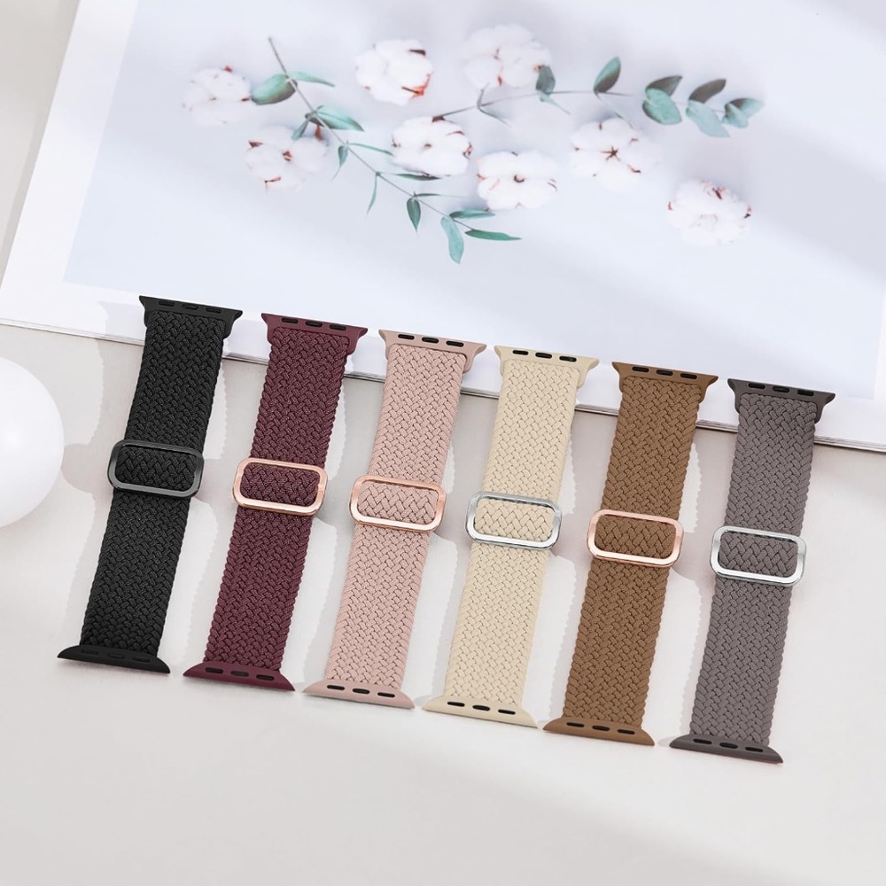 6-Pack Braided Stretch Apple Watch Bands Neutral Colors New